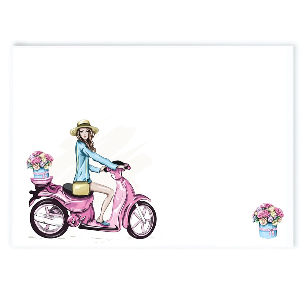 x16 Fashion Scooter Girl Cards Love Fashion Fashionista Notecards Postcards